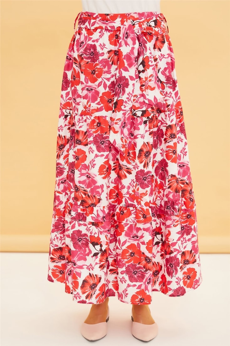 Armine Frill Detailed Belted Skirt 22Y1221 Bright Red