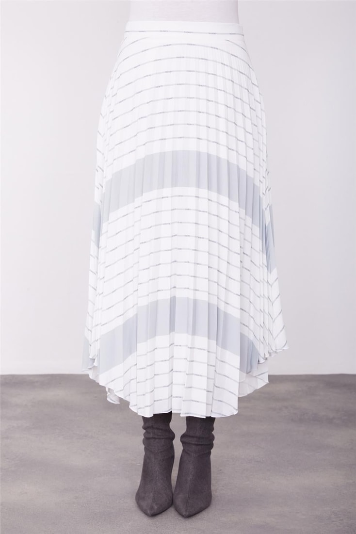 Armine Printed Pleated Skirt 23K1508 White