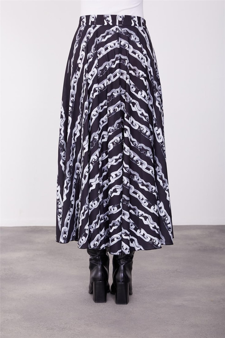 Armine Printed and Flounced Skirt 23K1525 Black