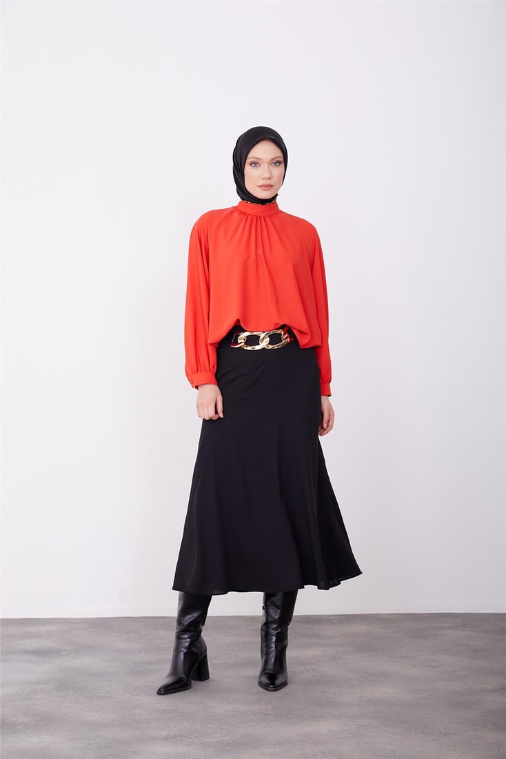 Armine Bias Cup Detailed Godeli Skirt 23K1530 Black