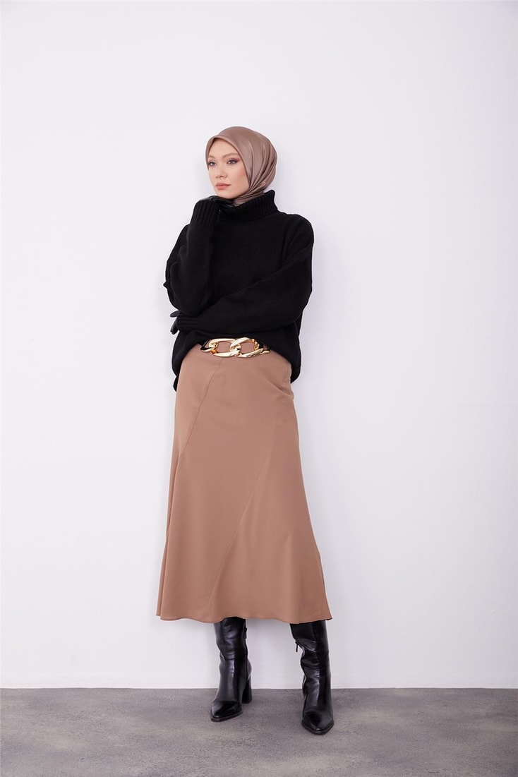 Armine Bias Cup Detailed Godeli Skirt 23K1530 Almond