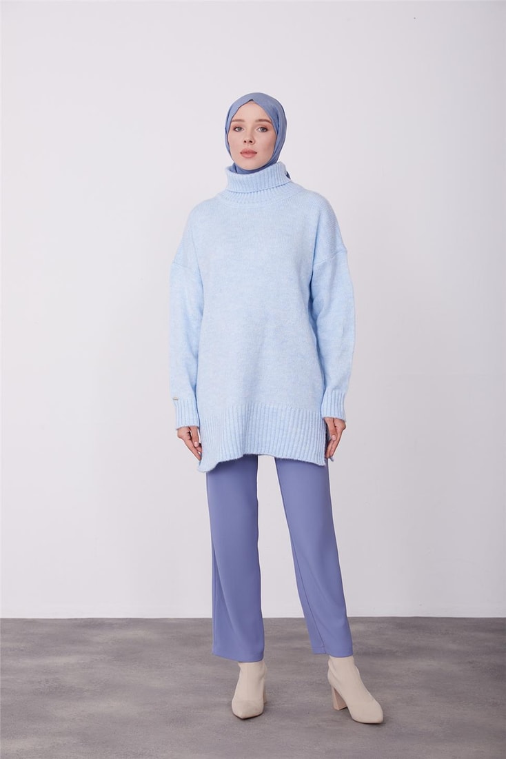 Armine Side Pockets Front Buttoned Trousers 23K2429 Gray Blue