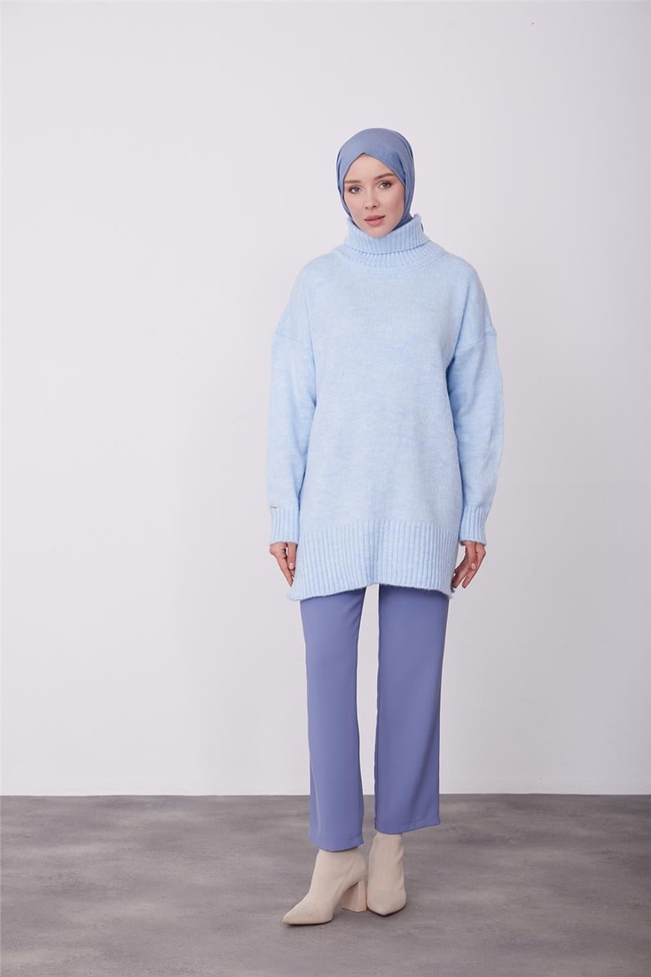 Armine Side Pockets Front Buttoned Trousers 23K2429 Gray Blue