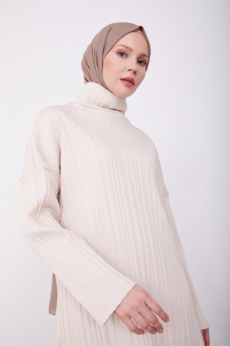 Armine Pleated Knitted Fabric Blouse 23K3217 Beige