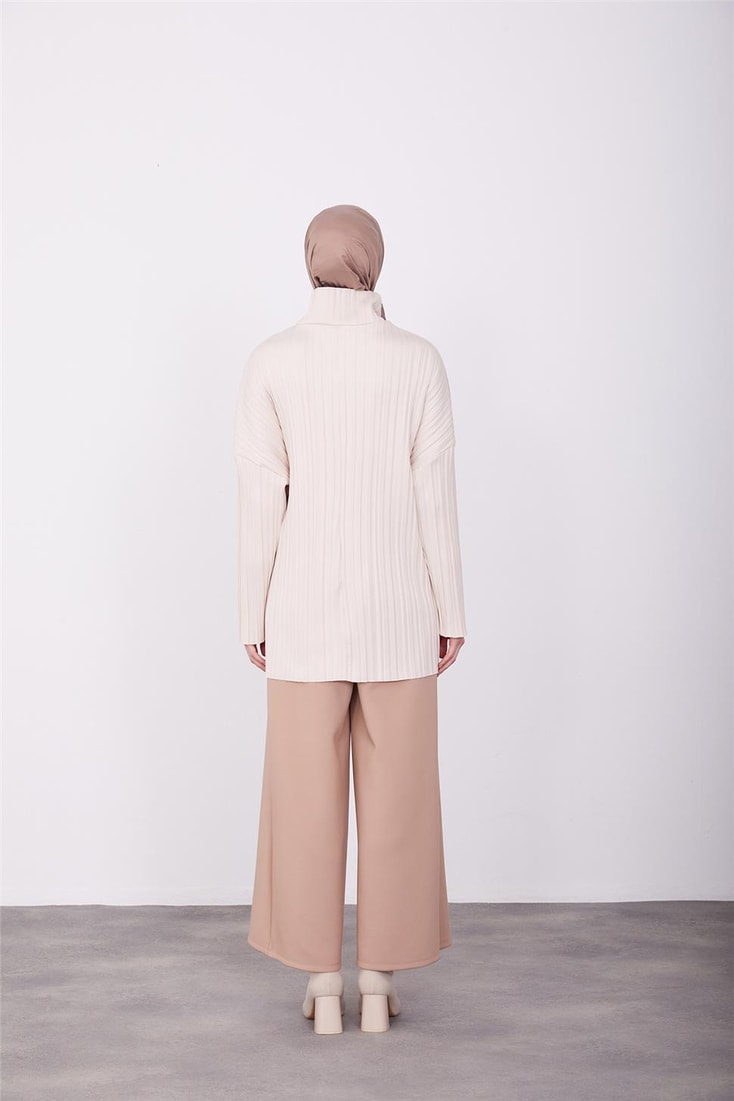 Armine Pleated Knitted Fabric Blouse 23K3217 Beige