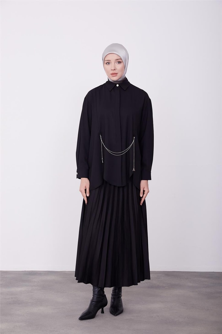 Armine Waist Chain Detail Shirt 23K3400 Black