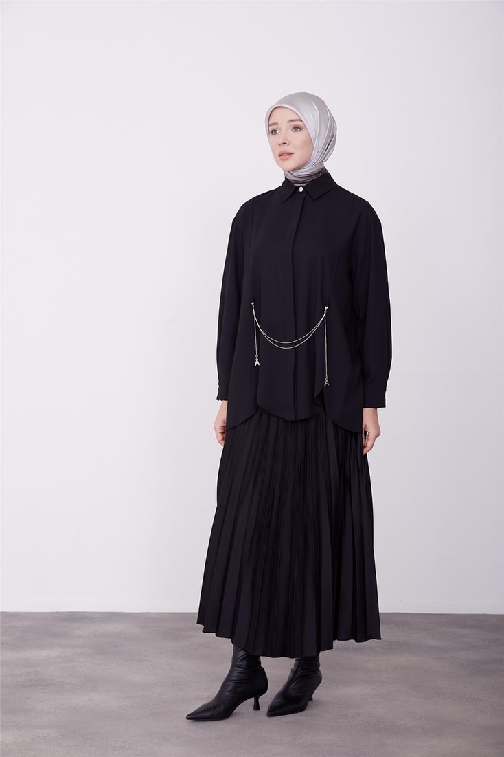 Armine Waist Chain Detail Shirt 23K3400 Black