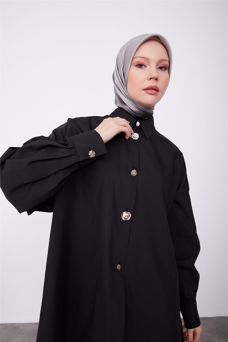 Armine Different Buttoned Oversize Shirt 23K3401 Black