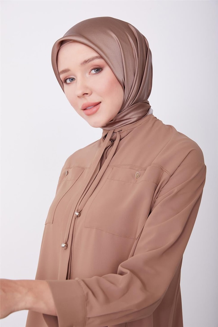 Armine Pocket Buttoned Back Pleated Shirt 23K3414 Almond