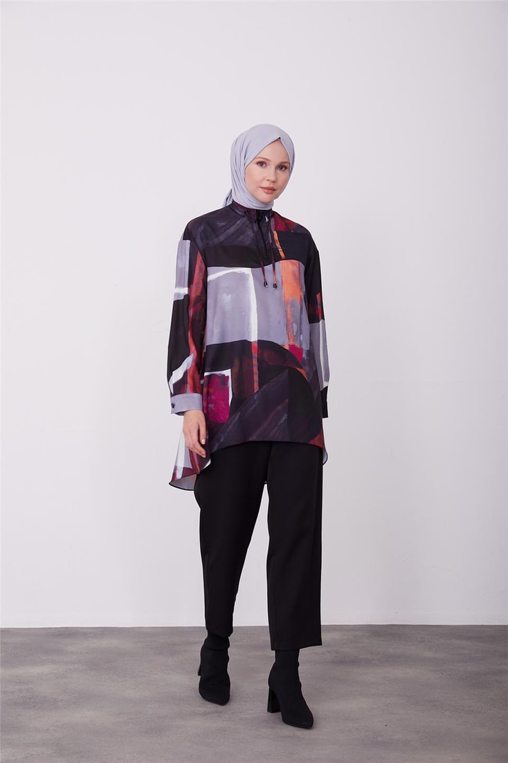 Armine Front Short Back Long Blouse 23K3419 Anthracite