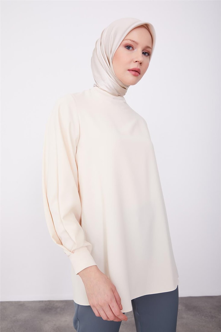 Armine Sleeve Draped Blouse 23K3423 Ivory