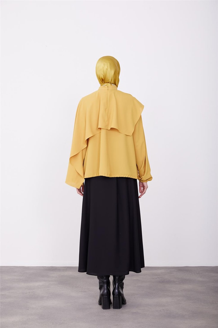 Armine Asymmetrical Aller Detailed Elastic Waist Blouse 23K3425 Acid