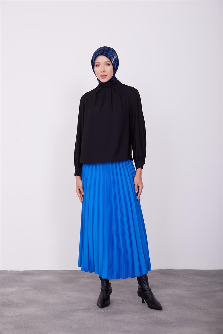 Armine Collar Pleated Blouse 23K3430 Black