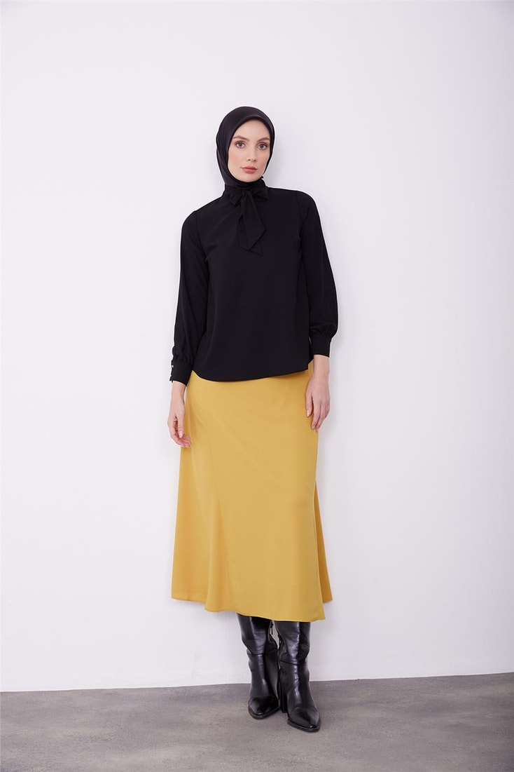 Armine Front Tie Detailed Blouse 23K3431 Black