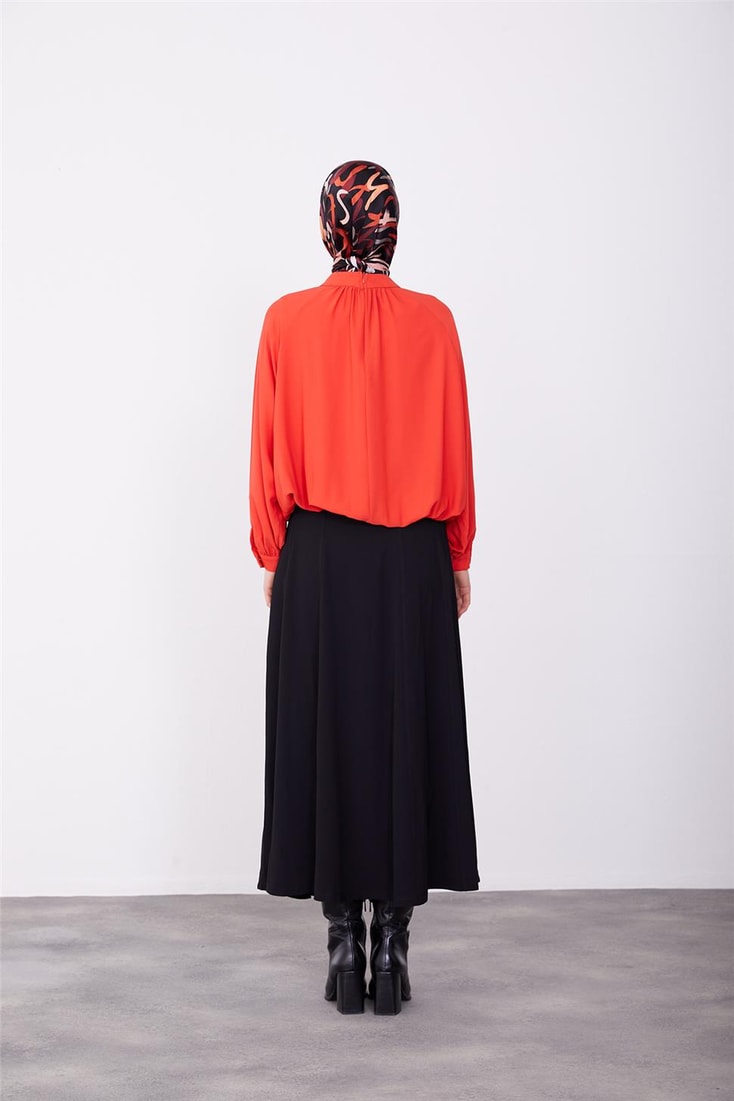 Armine Elastic Waist Balloon Blouse 23K3432 Red
