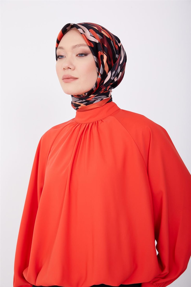 Armine Elastic Waist Balloon Blouse 23K3432 Red