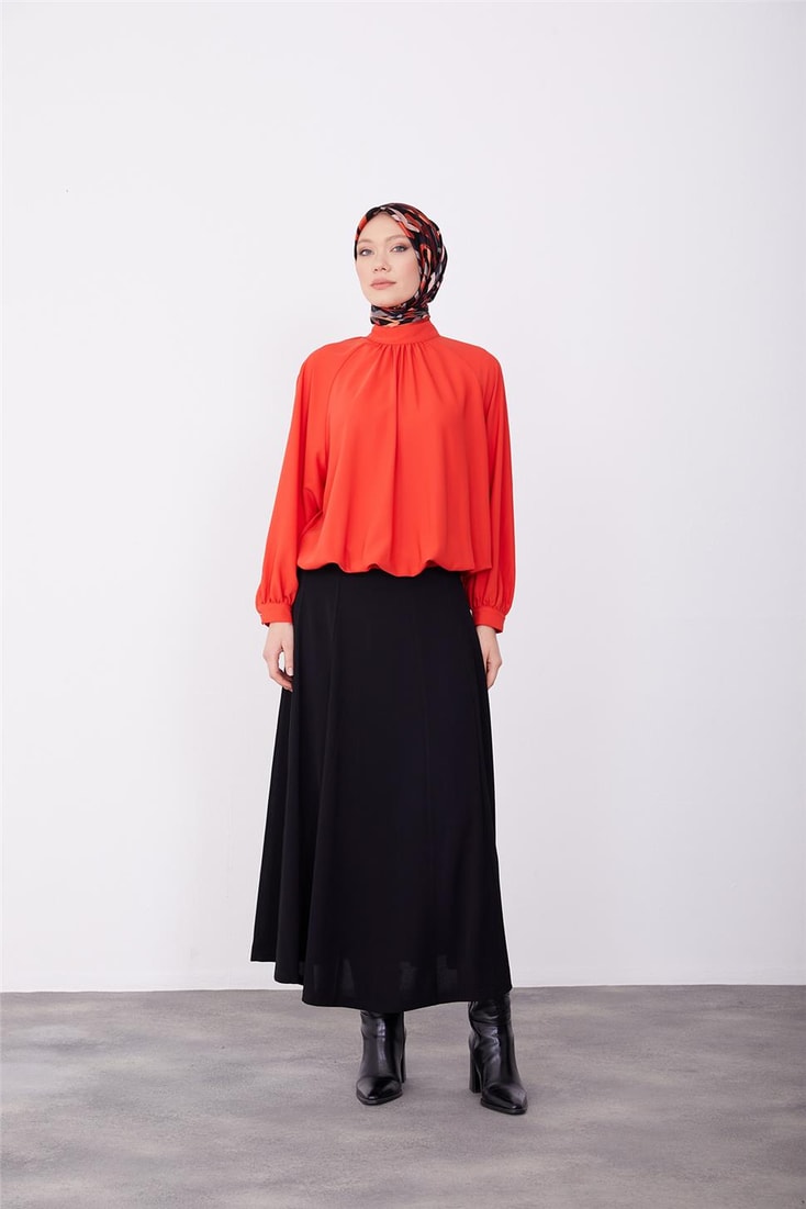 Armine Elastic Waist Balloon Blouse 23K3432 Red