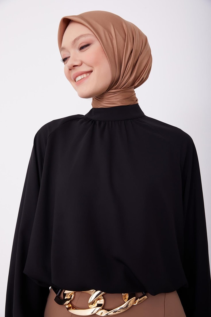Armine Elastic Waist Balloon Blouse 23K3432 Black