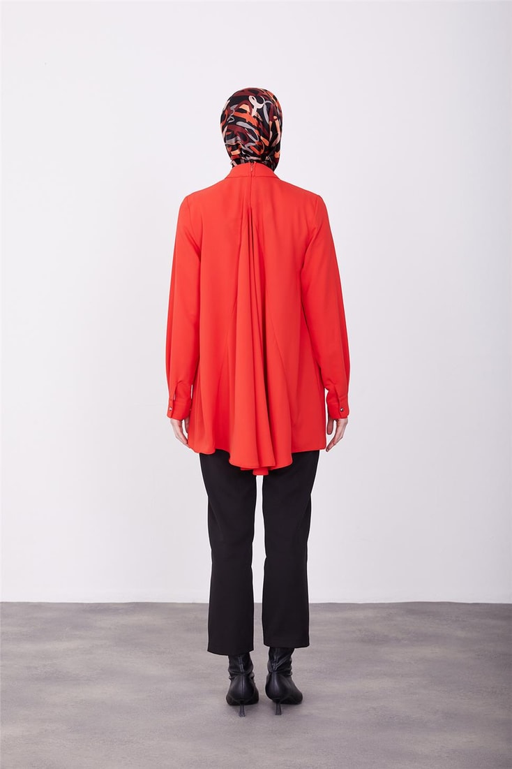 Armine Back Pleated Detail Blouse 23K3435 Red