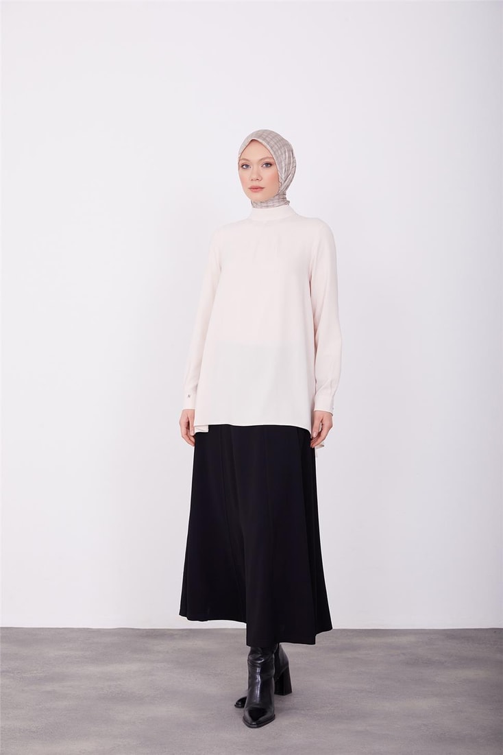 Armine Back Pleated Detail Blouse 23K3435 Vanilla