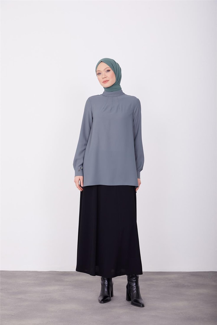 Armine Back Pleated Detail Blouse 23K3435 Misty Green