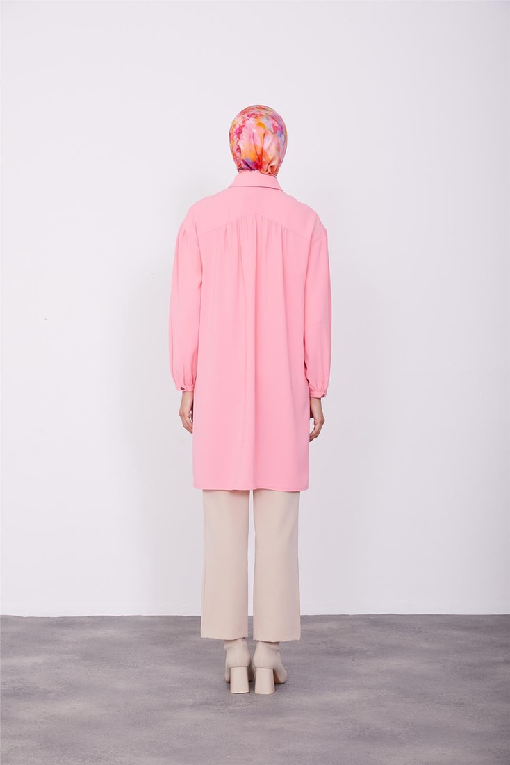 Armine Size Buttoned Tunic 23K4706 Candy Pink
