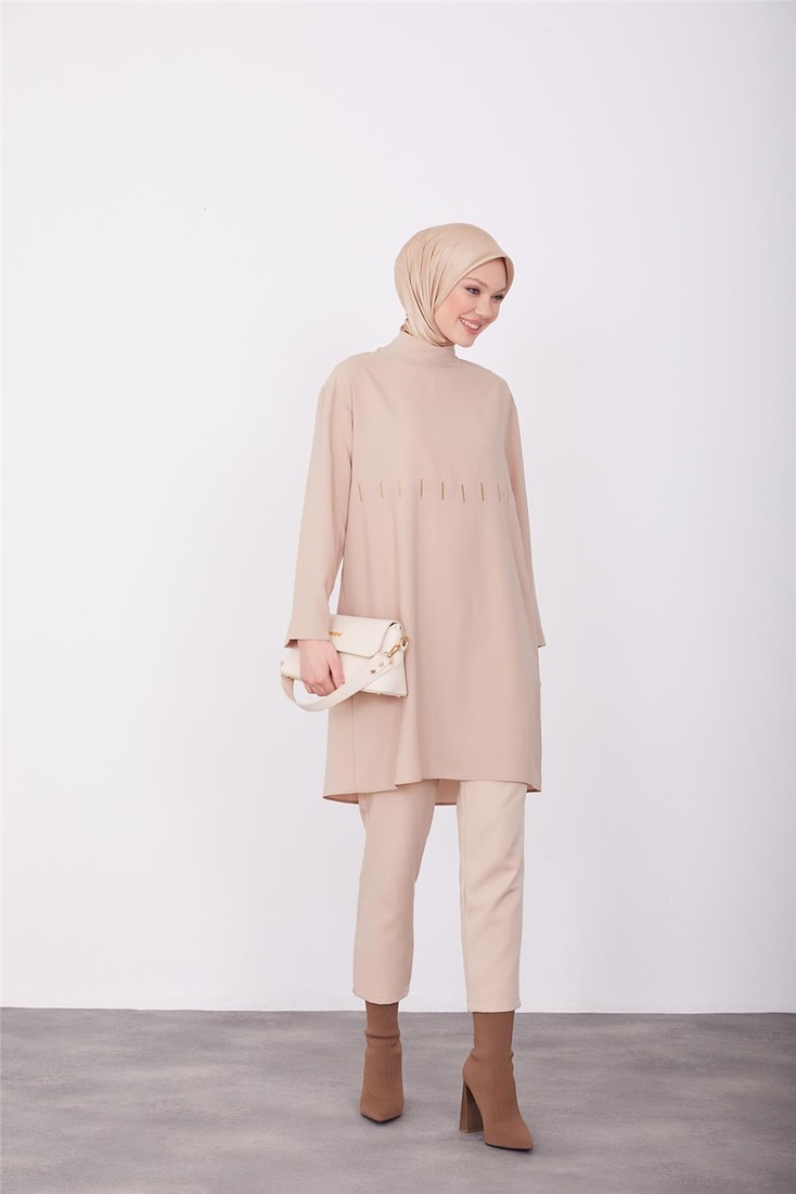 Armine Gold Embroidered Tunic 23K4718 Beige