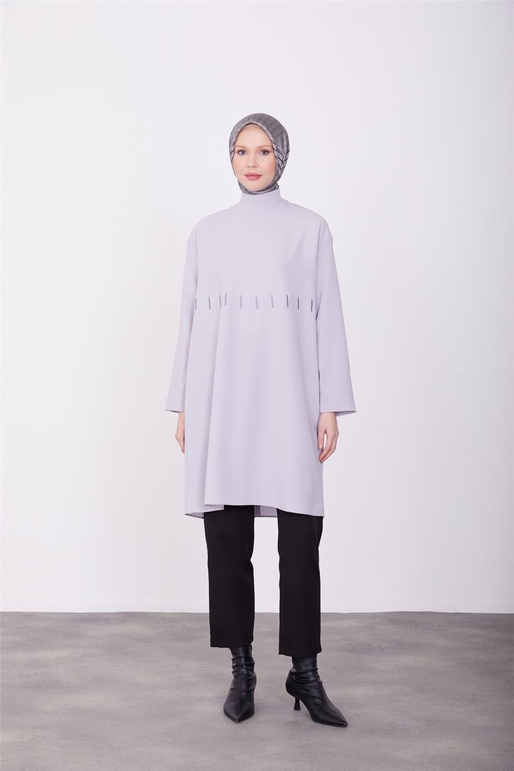 Armine Gold Embroidered Tunic 23K4718 Gray