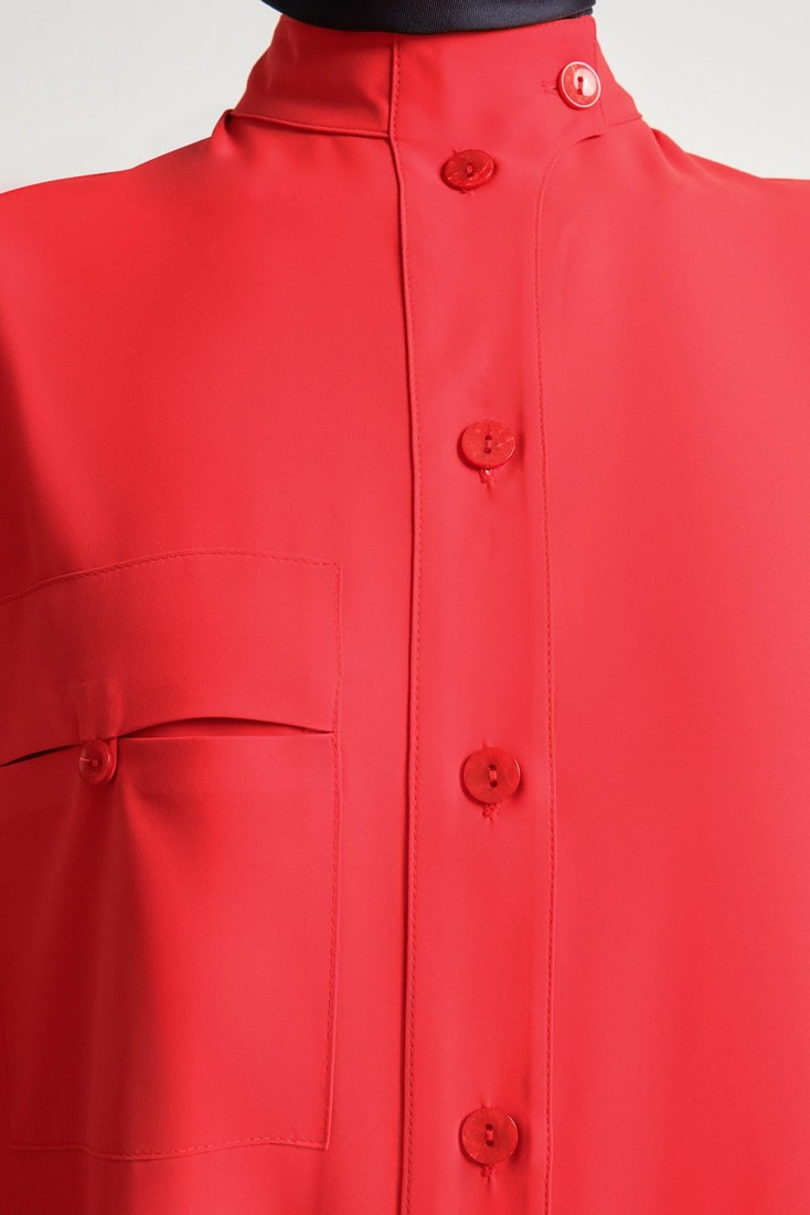 Tunic with buttons on the front and asymmetrical yoke on the back 24Y4721 Red