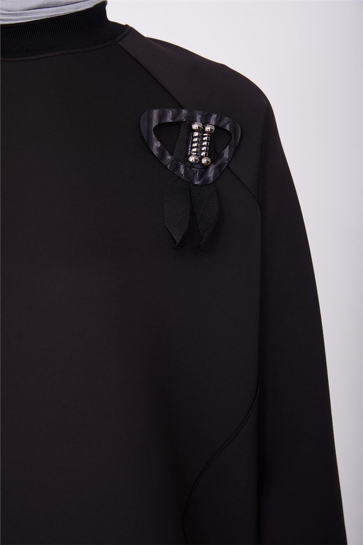Armine Brooch Detailed Tunic 23K4722 Black