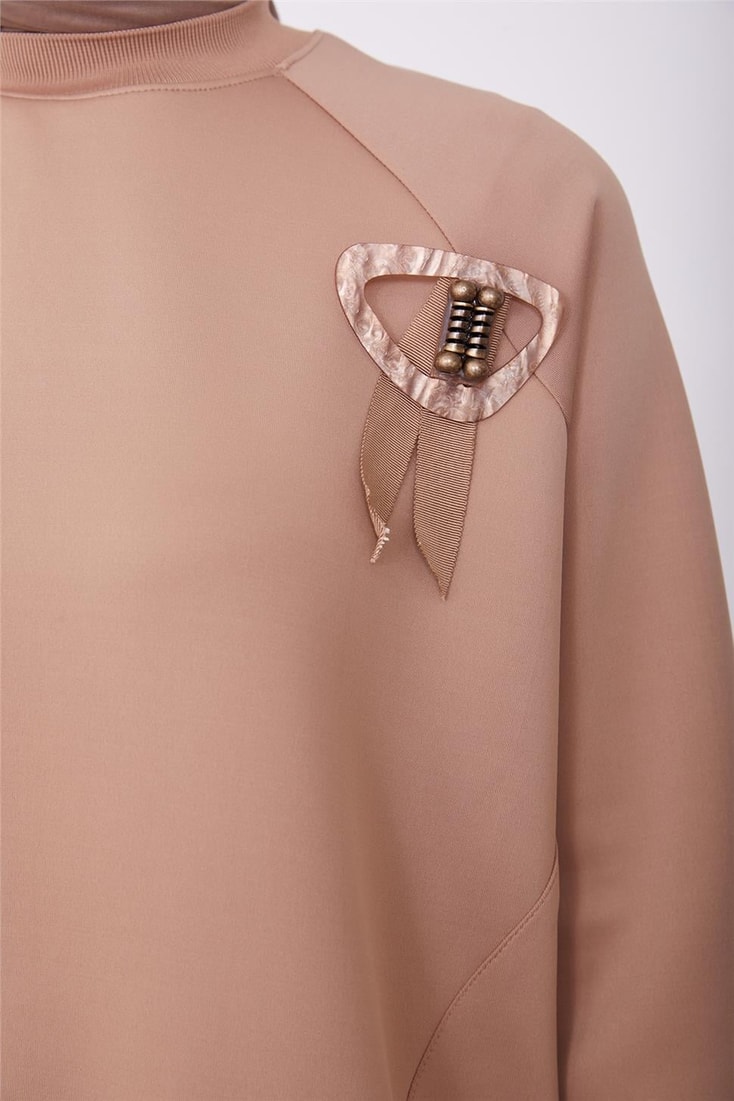 Armine Brooch Detailed Tunic 23K4722 Latte