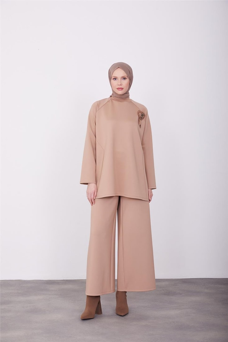 Armine Brooch Detailed Tunic 23K4722 Latte