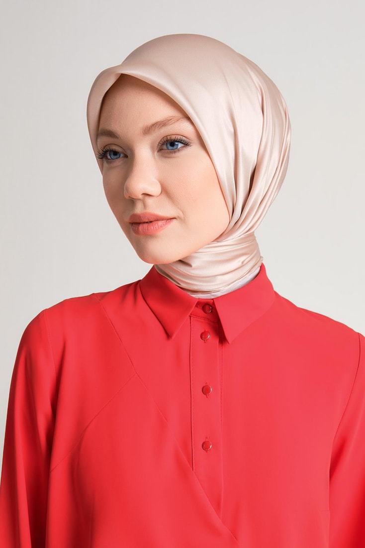 Önü düğmeli asimetrik tunik 24Y4731 Kırmızı