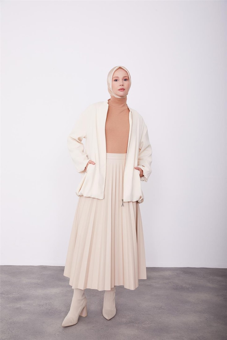 Armine Lining Colored Bomber Jacket 23K5403 Ivory