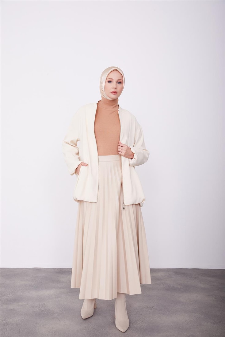 Armine Lining Colored Bomber Jacket 23K5403 Ivory