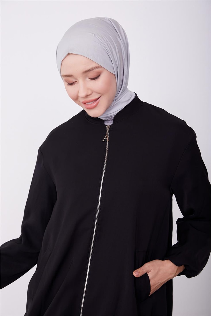Armine Lined Colored Bomber Jacket 23K5403 Black