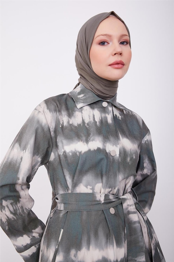 Armine Printed Gabardine Jacket 23K5407 Green