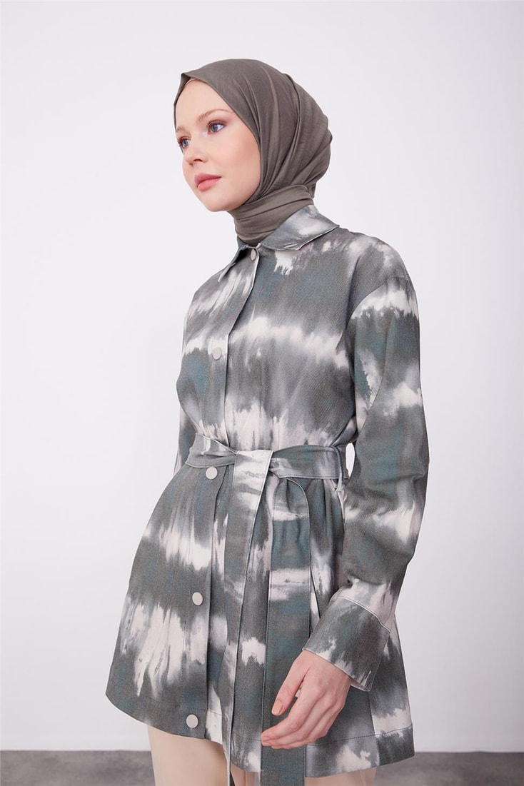 Armine Printed Gabardine Jacket 23K5407 Green