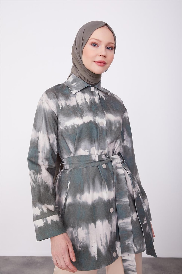 Armine Printed Gabardine Jacket 23K5407 Green