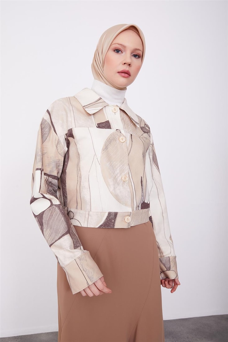 Armine Printed Short Jacket 23K5411 Beige