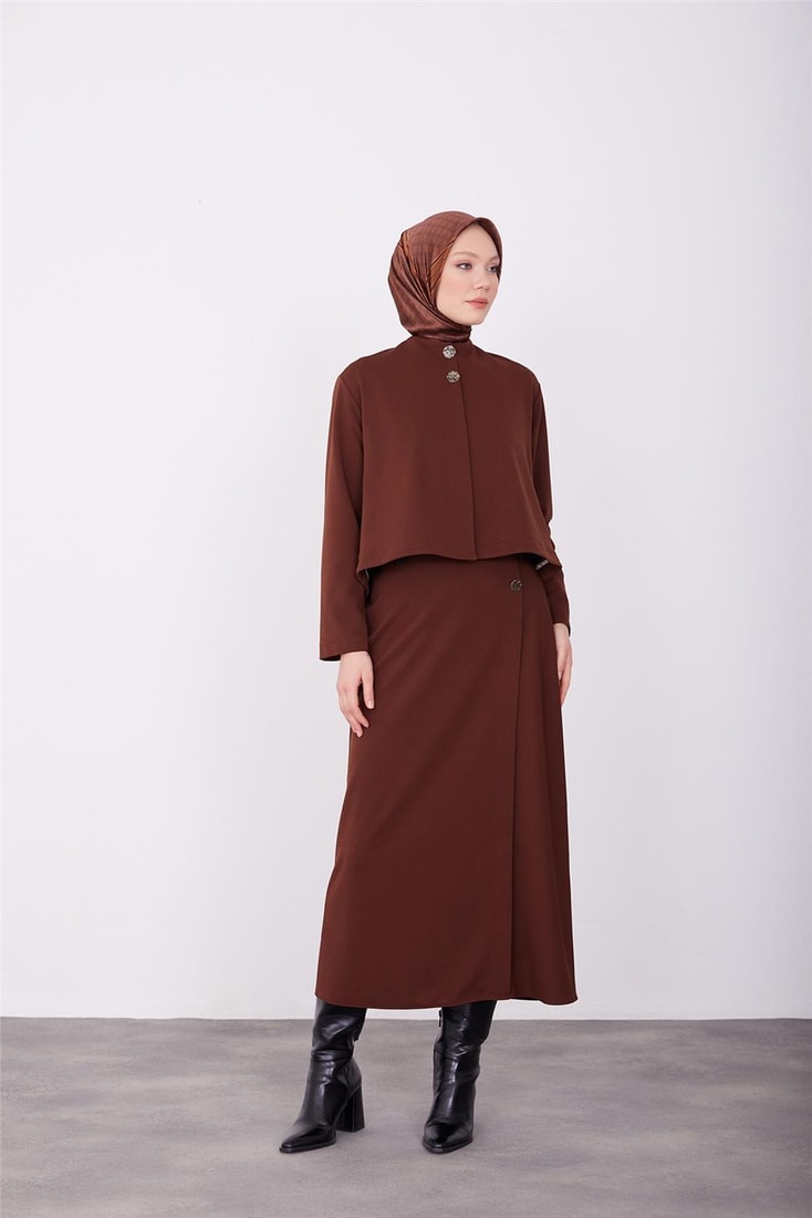 Armine Padded Skirt Suit 23K6707 Bitter Brown