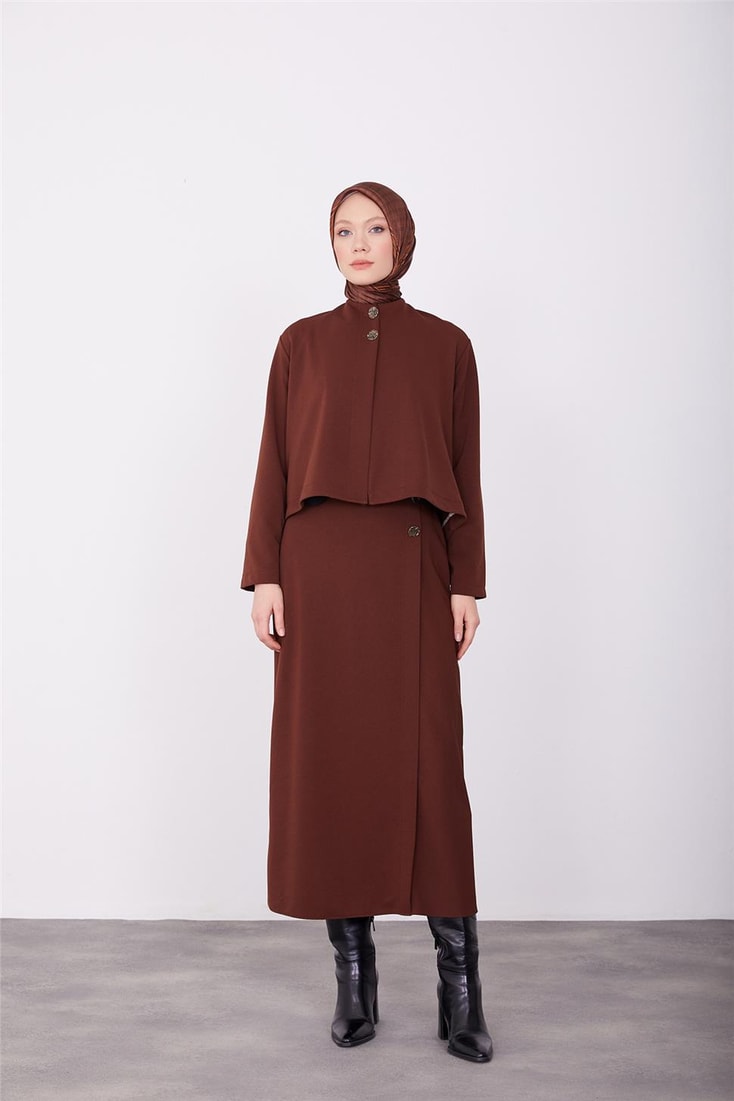 Armine Padded Skirt Suit 23K6707 Bitter Brown