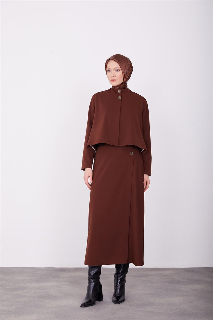 Armine Padded Skirt Suit 23K6707 Bitter Brown