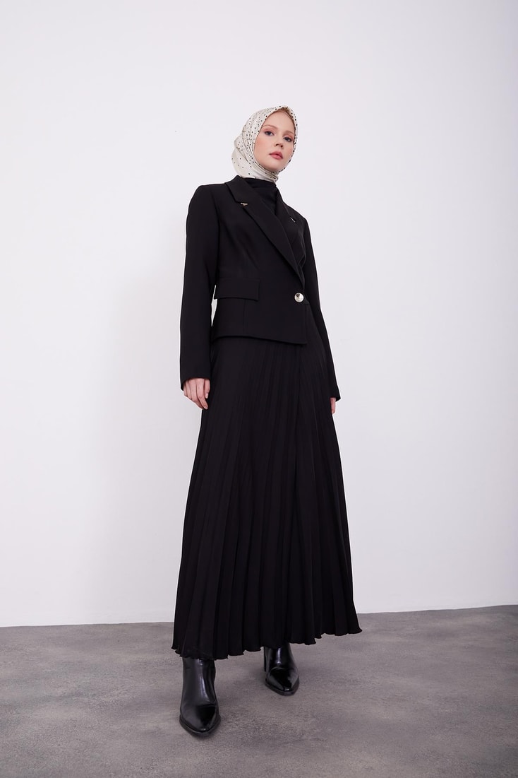 Armine Yakası Logo Detaylı Takım 23K6708 Siyah