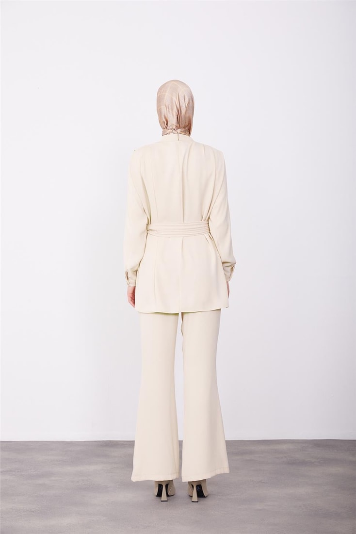 Armine Belt Pleated Trouser Suit 23K6720 Ivory