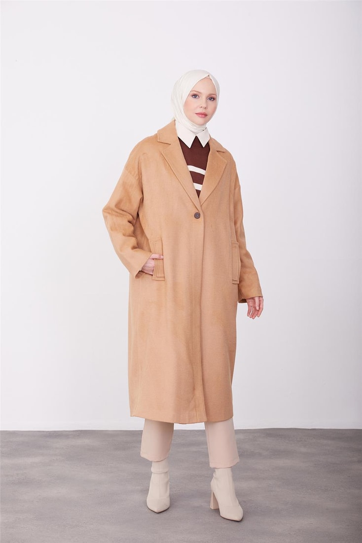 Armine Single Button Coat 23K7202 Camel