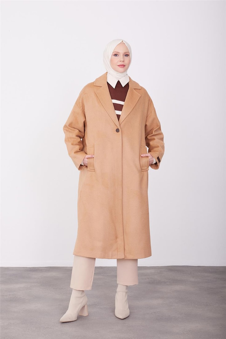 Armine Single Button Coat 23K7202 Camel