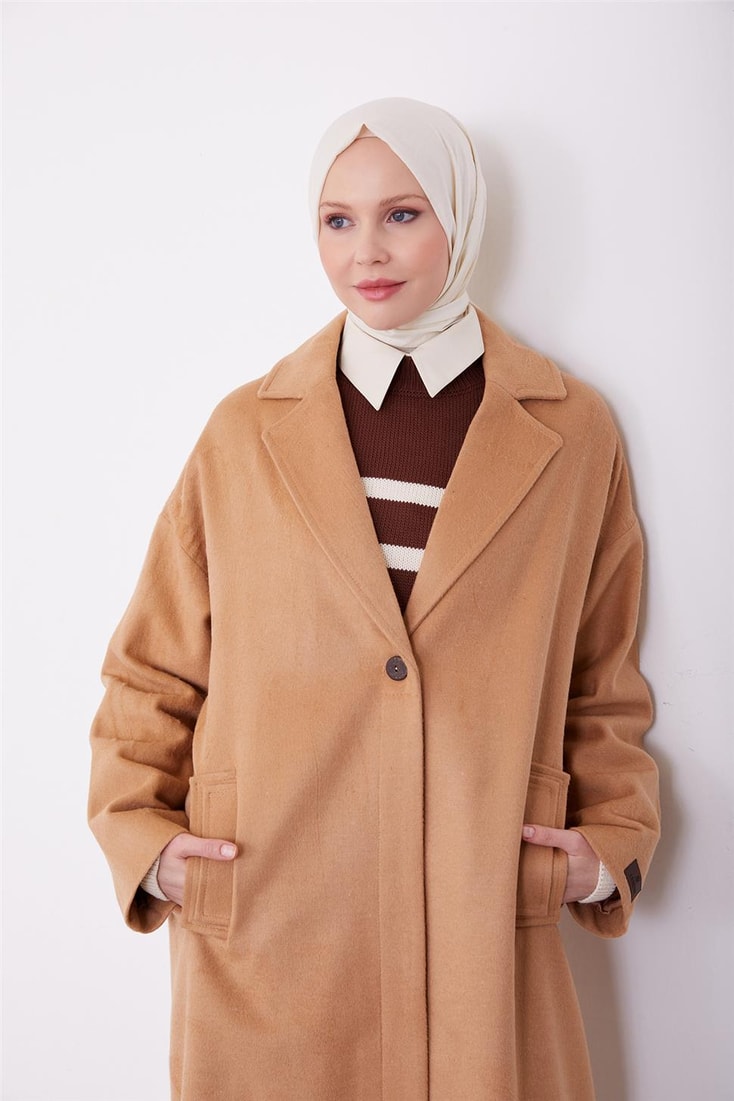 Armine Single Button Coat 23K7202 Camel