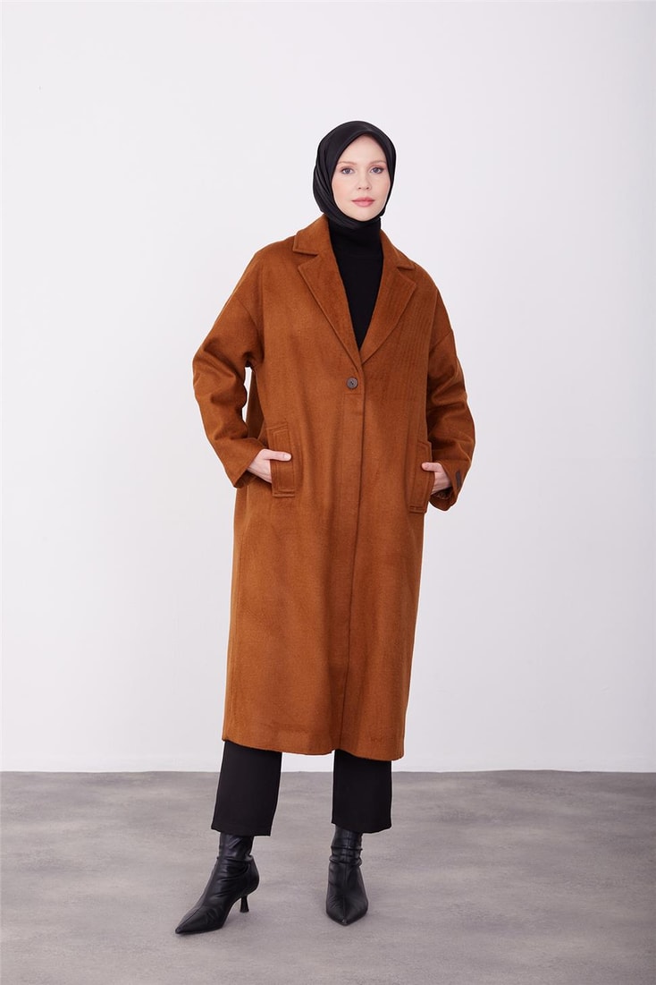Armine Single Button Coat 23K7202 Tan
