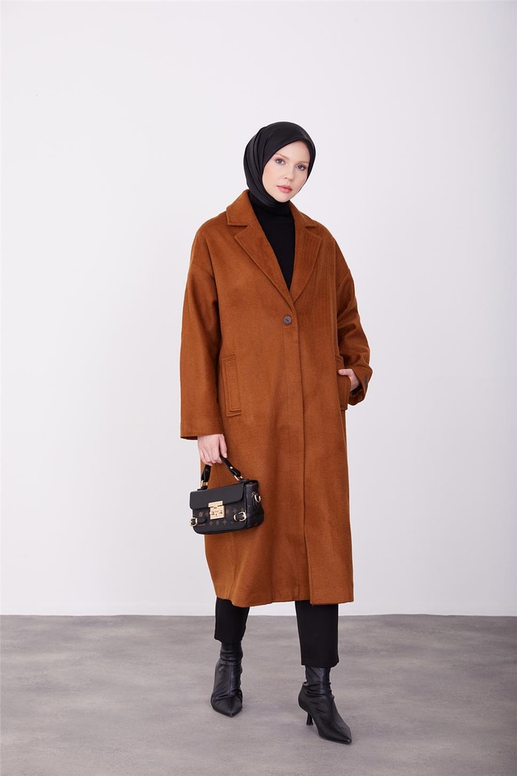 Armine Single Button Coat 23K7202 Tan